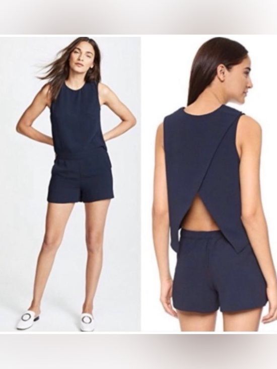 Club Monaco Pants - Club Monaco Lindsey navy Blue open back Romper
